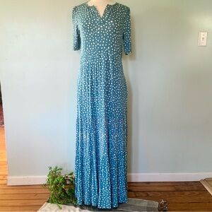 Serra Polka Dot Short Sleeve V Neck Maxi Dress